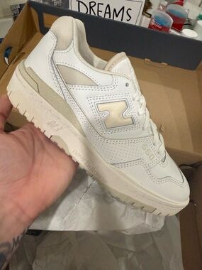 New Balance 550 White Cream Low-Top Leather Sneakers